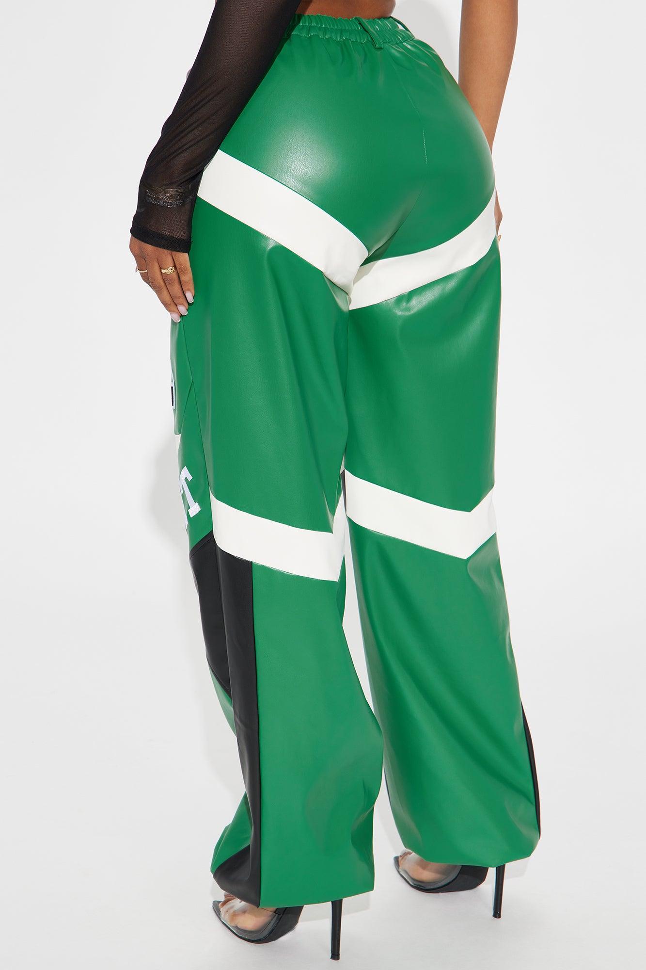 Be A Sport Faux Leather Moto Jogger - Green/combo Product Image