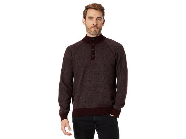 Vince Birdseye Button Mock Neck (Pinot Vino/Medium Heather Grey) Men's Clothing Product Image