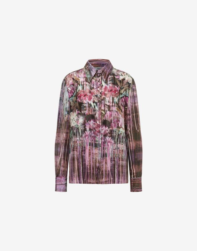 Habotai shirt with Dripping Roses print Product Image