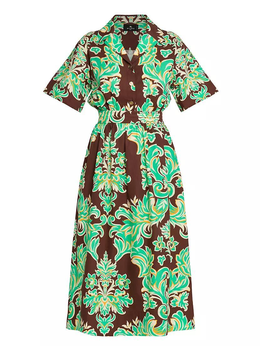 Damask Cotton Midi-Dress Product Image