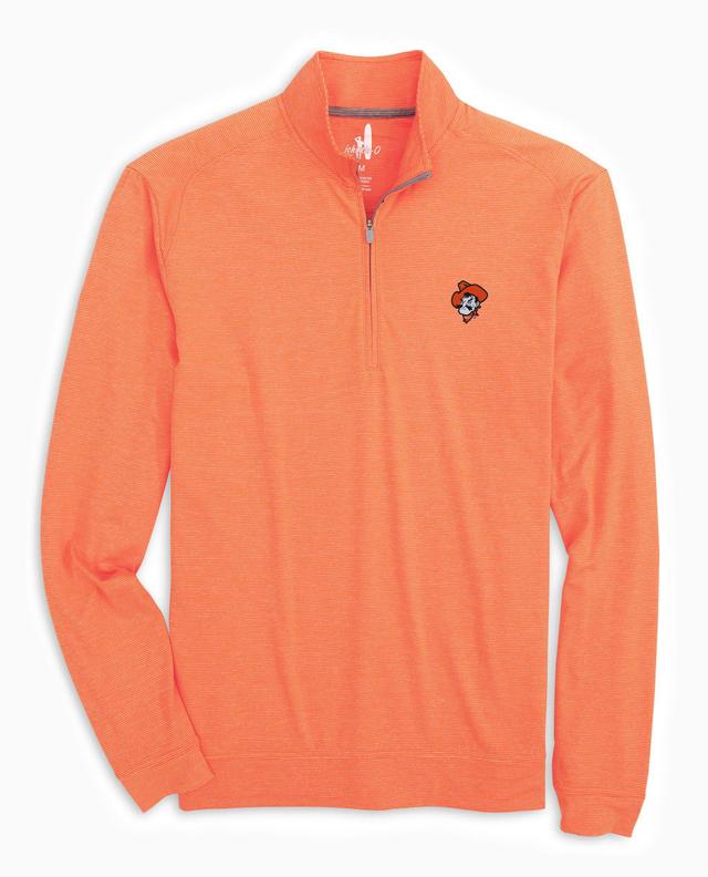 johnnie-O Oklahoma State Vaughn Striped Performance 1/4 Zip - Pete Logo Product Image