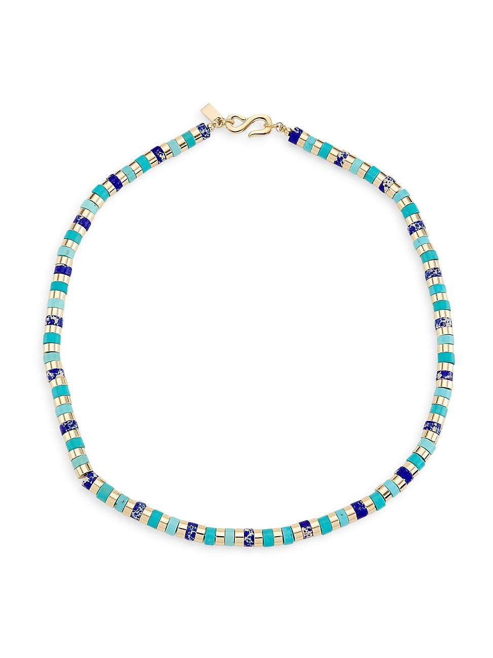 Womens 14K-Gold-Plated, Turquoise & Lapis Lazuli Beaded Necklace product image