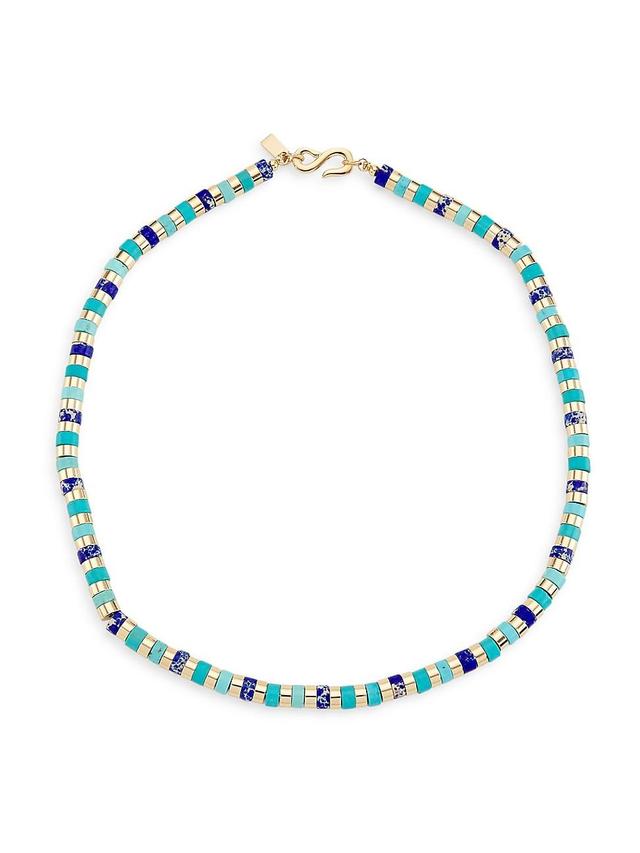 Womens 14K-Gold-Plated, Turquoise & Lapis Lazuli Beaded Necklace Product Image