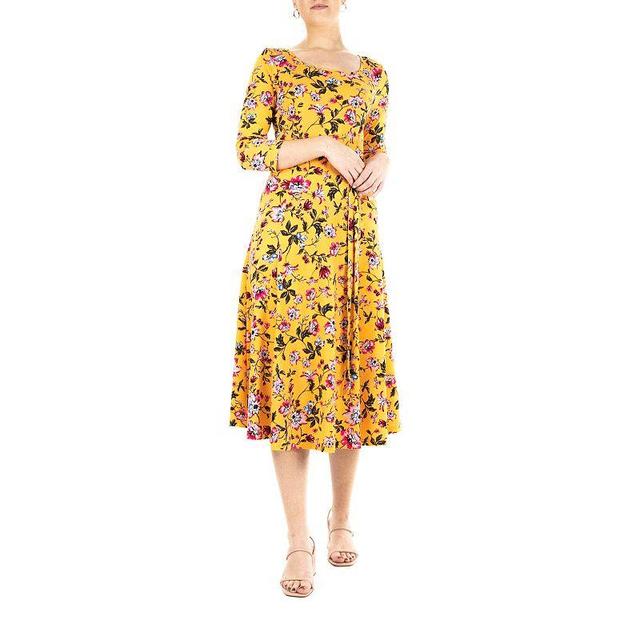 Womens Nina Leonard Sylvia Print Midi Dress Product Image