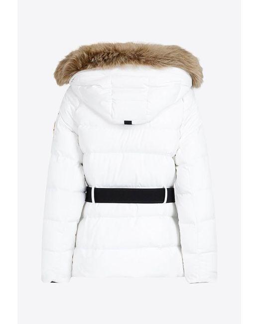 Moose knuckles Womens Gold Cambria White Parka with Natural Shearling Female Product Image