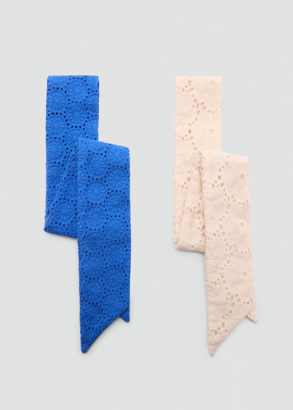 Pack of 2 embroidered scarves - Women | MANGO USA Product Image