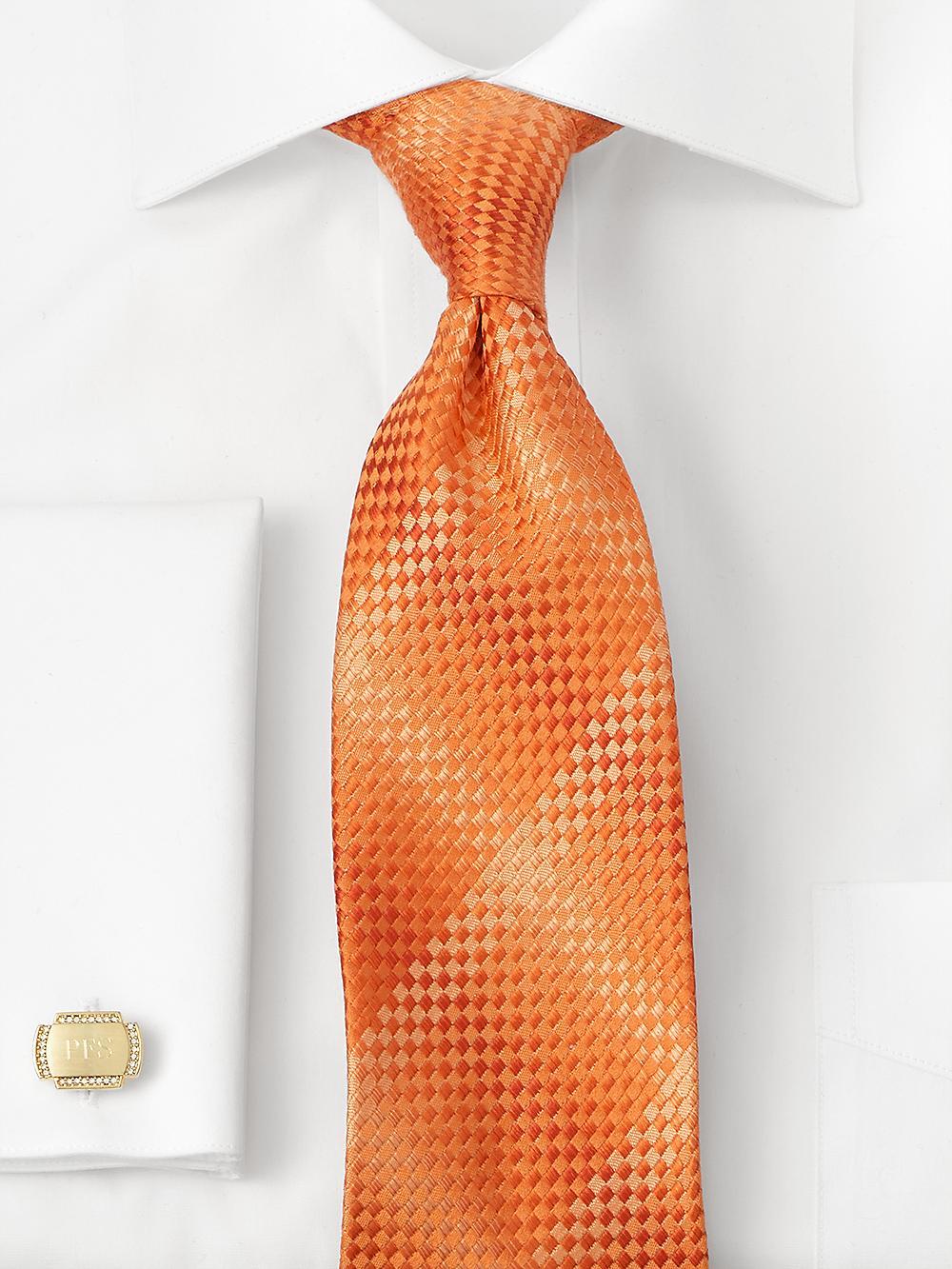 Geometric Woven Silk Tie - Orange Product Image