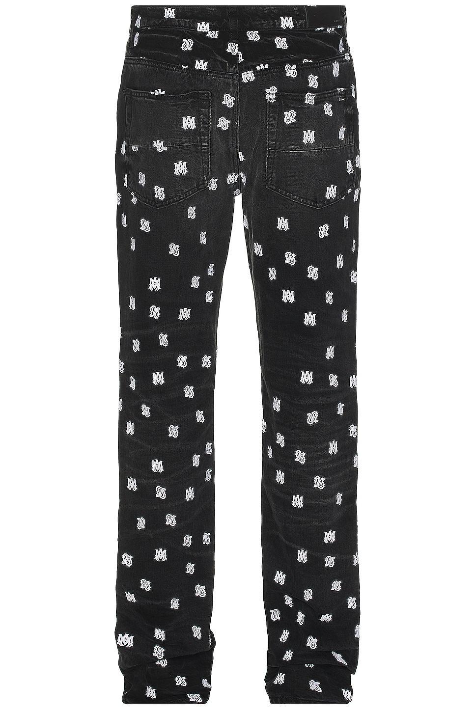 Amiri Paisley Straight Jean in Faded Black - Black. Size 33 (also in 30, 31, 32, 36, 38). Product Image