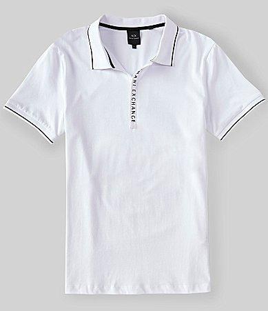 Armani Exchange Slim Fit Zipper Logo Short Sleeve Polo Shirt Product Image