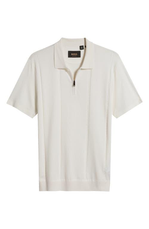 HUGO BOSS Parkau Regular Fit Quarter Zip Polo Shirt In Open White Product Image