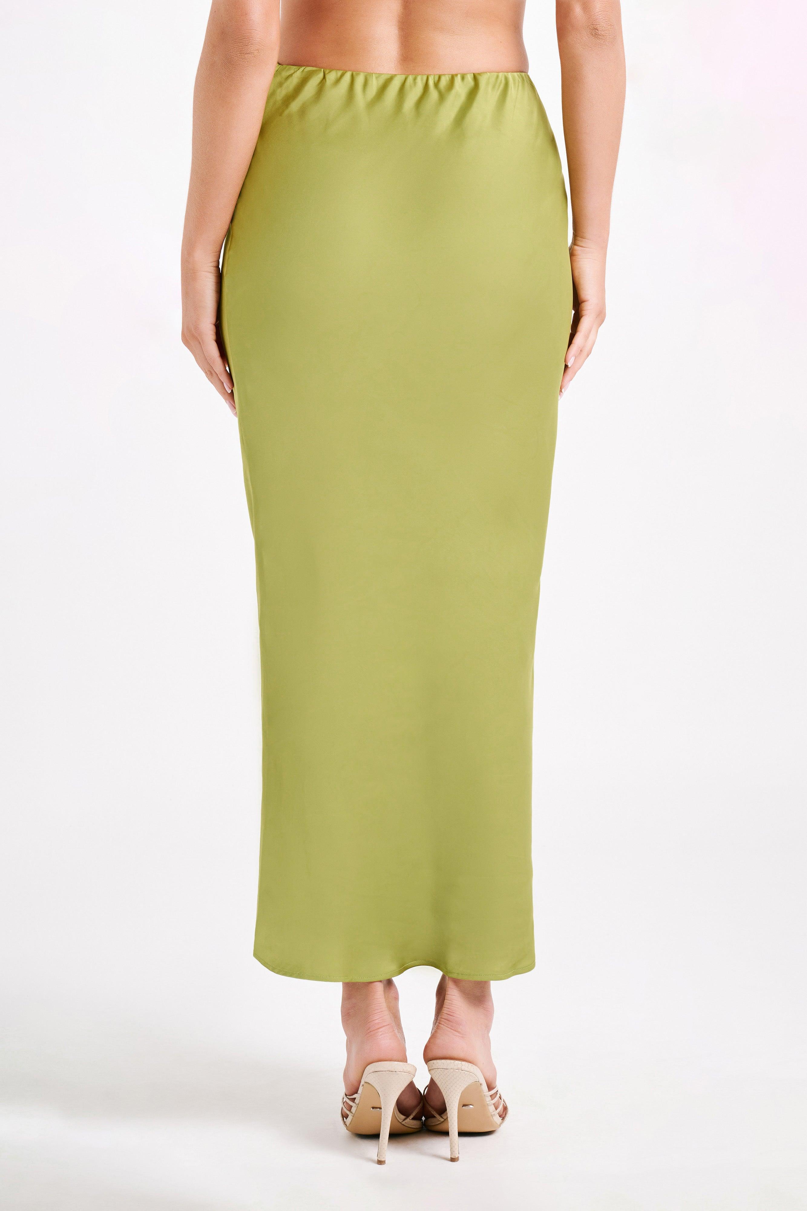 Violeta Satin Maxi Skirt - Parakeet Green Product Image