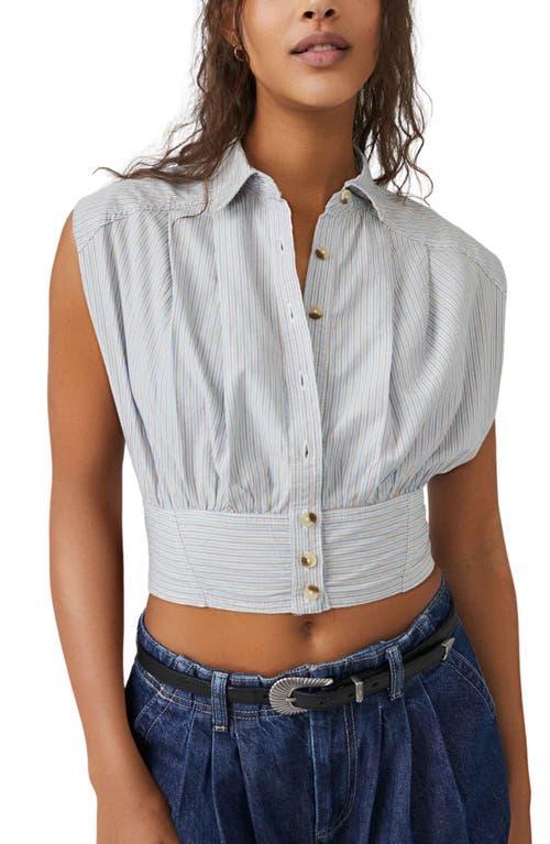 Free People Cassie Stripe Sleeveless Crop Shirt Product Image