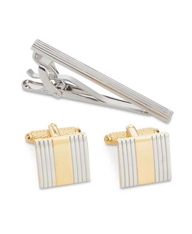 Perry Ellis Mens Classic Cuff Links & Tie Bar Set Product Image