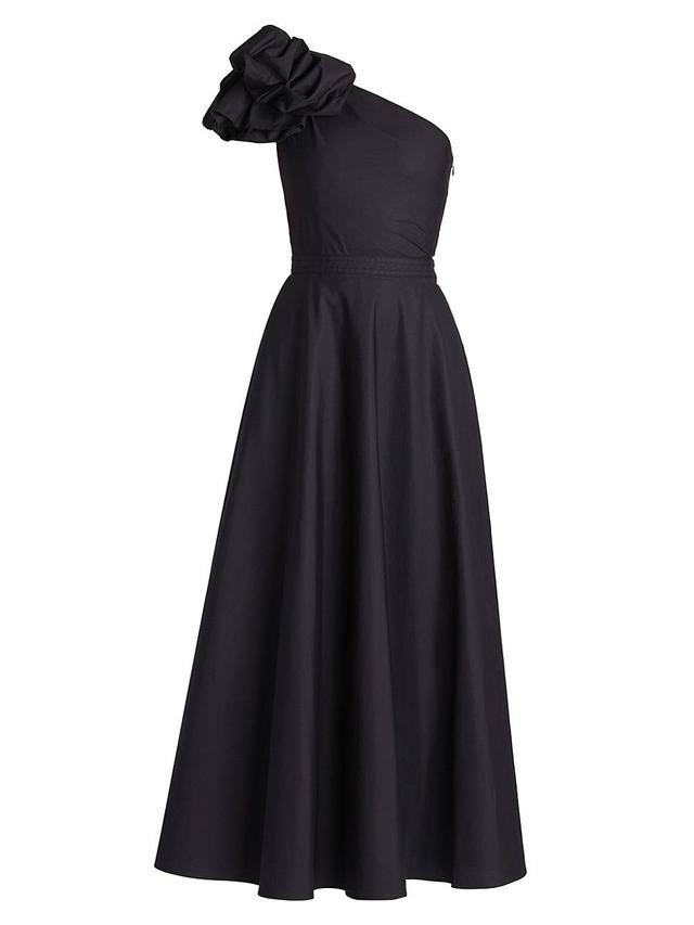 Womens One-Shoulder Cotton Fit & Flare Maxi Dress Product Image