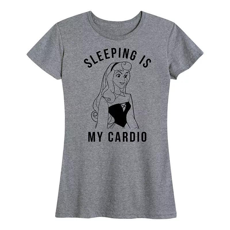 Disney Princess Aurora Womens Sleeping Is My Cardio Graphic Tee, Girls Grey Gray Product Image