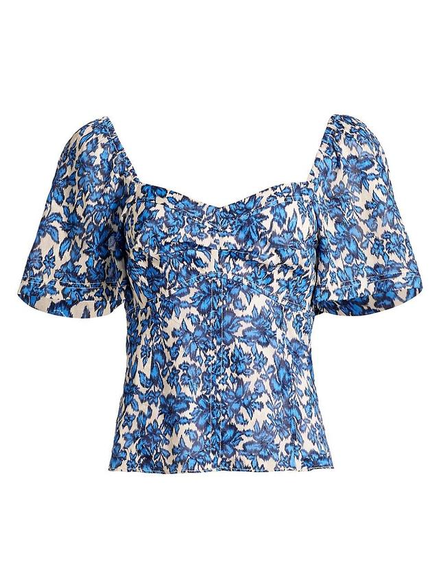 Womens Bleecker Floral Flutter-Sleeve Blouse Product Image