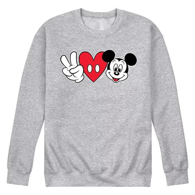 Disneys Mickey Mouse Mens Peace Love Mickey Fleece Sweatshirt Product Image