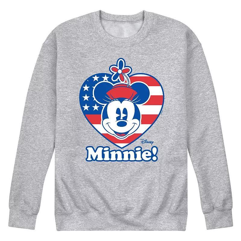 Disneys Minnie Mouse Mens Flag Heart Fleece Sweatshirt Product Image