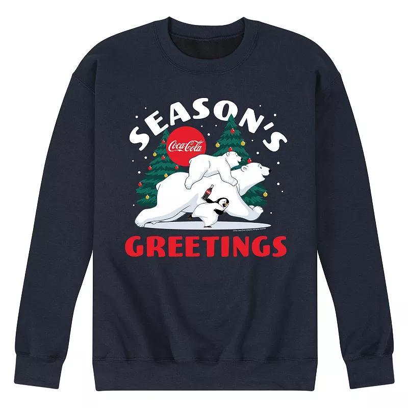 Mens CocaCola Seasons Greetings Polar Bears Sweatshirt Blue Product Image