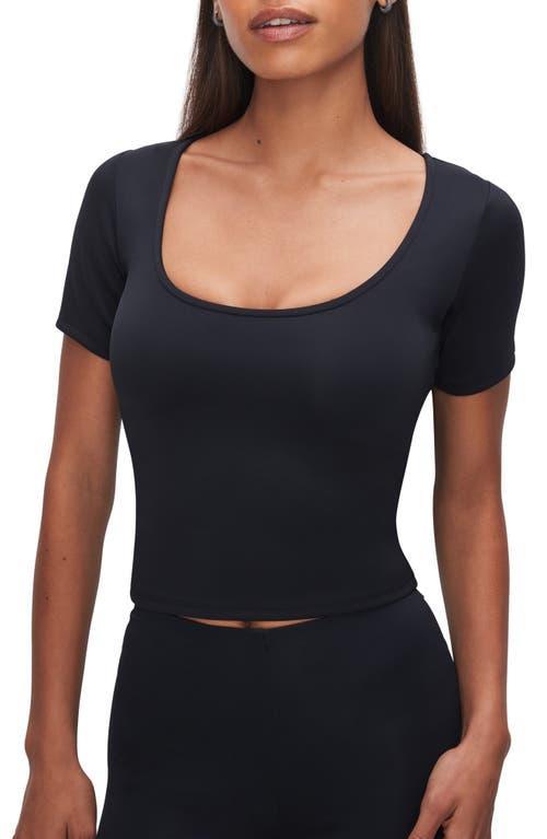 Good American Scoop Neck Crop Scuba Knit T-Shirt Product Image