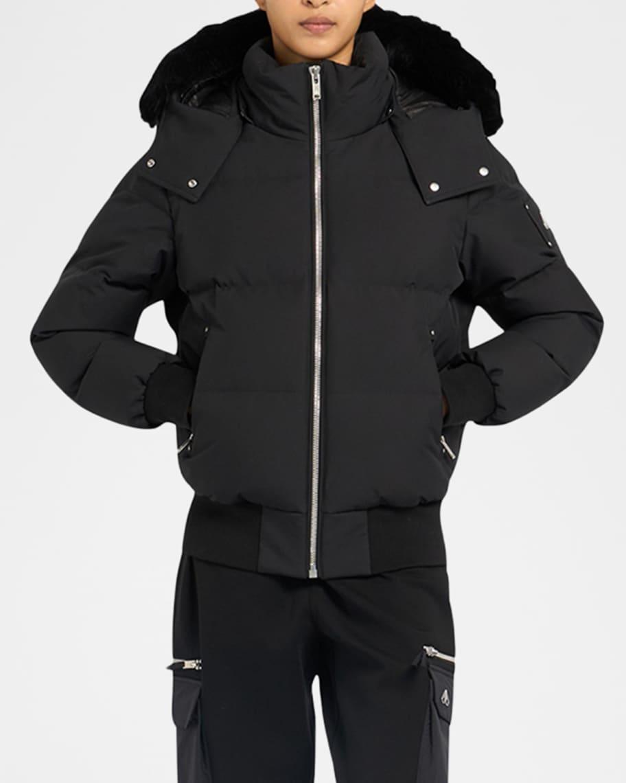 Cloud Bomber Jacket with Detachable Hood and Shearling Trim Product Image