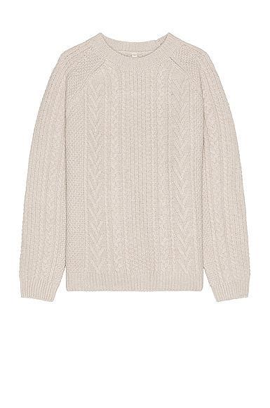 Schott Merino Wool Fisherman Sweater in Cream Product Image