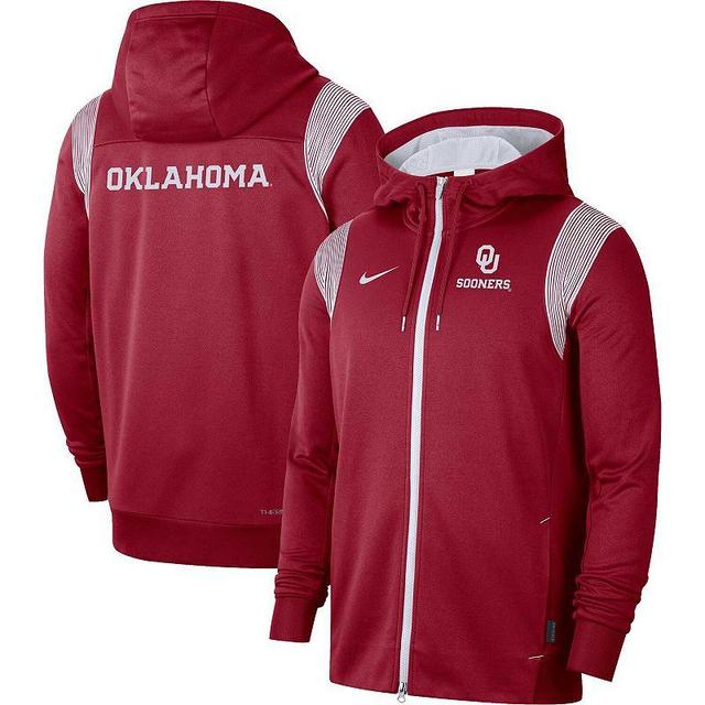 NIKE Crimson Oklahoma Sooners Sideline Lockup Performance Full-zip Hoodie Jacket Product Image