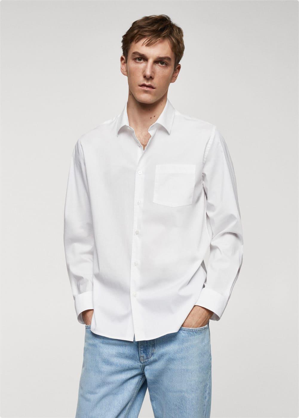 Mango Mens Classic-Fit Poplin Shirt Product Image