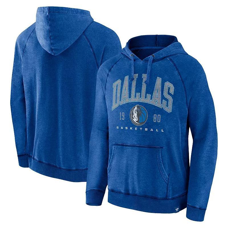 Mens Fanatics Branded Heather Blue Dallas Mavericks Foul Trouble Snow Wash Raglan Pullover Hoodie Product Image