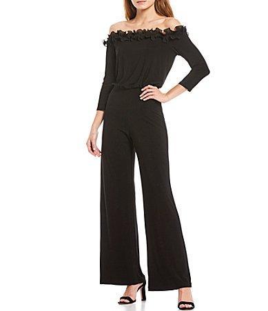 Adrianna Papell Ruffle Blouson Long Sleeve Jumpsuit Product Image