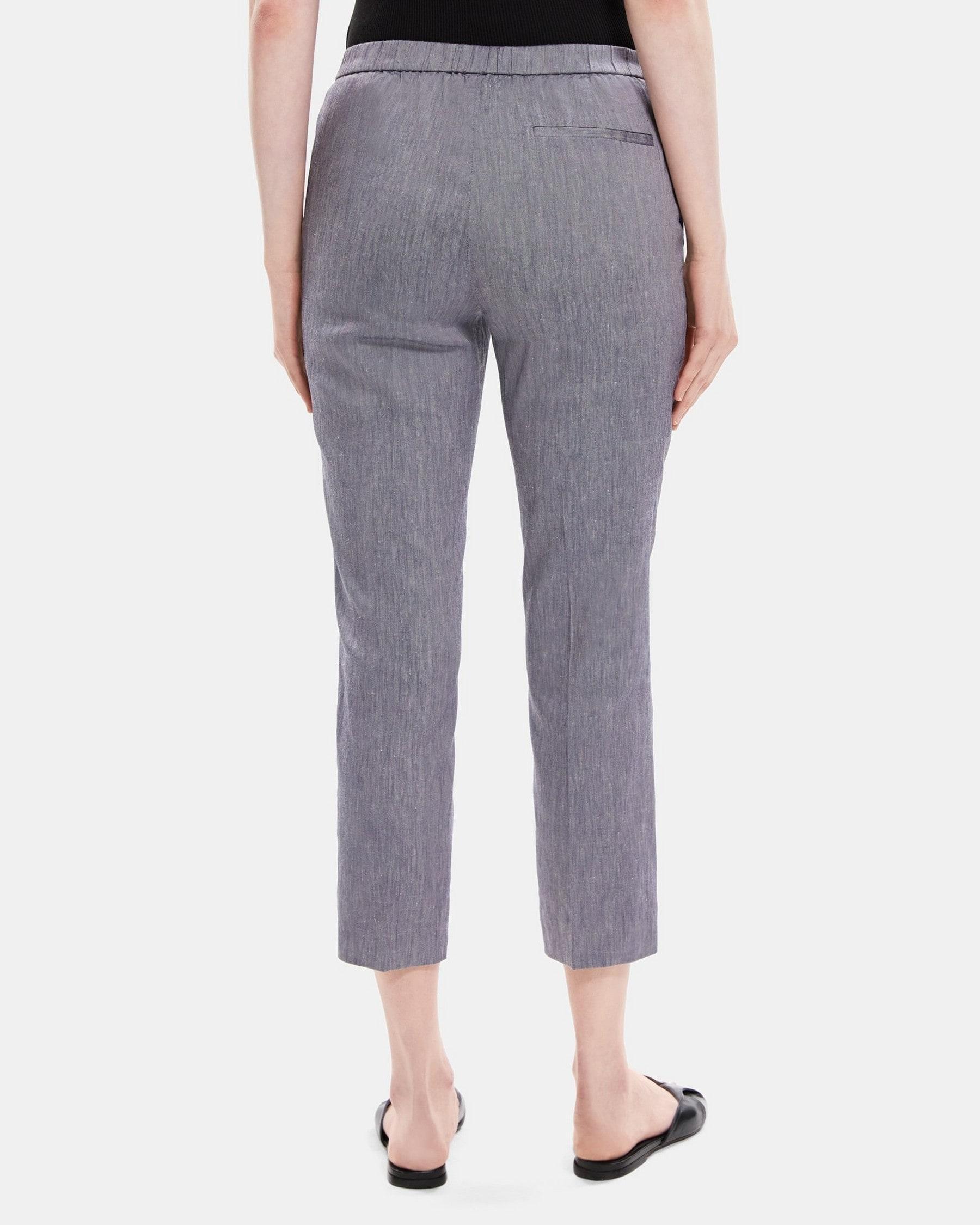 Slim Cropped Pull-On Pant in Linen Blend Mélange Product Image