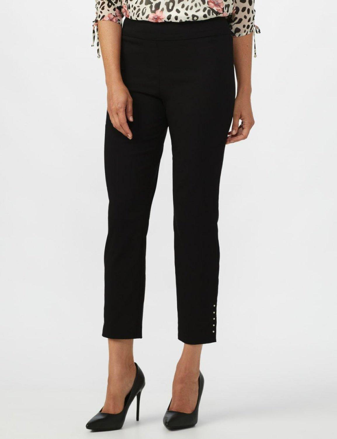 Roz & Ali Solid Millennium Tummy Panel Pull On Ankle Pants With Rivet Trim Bottom - Misses Product Image