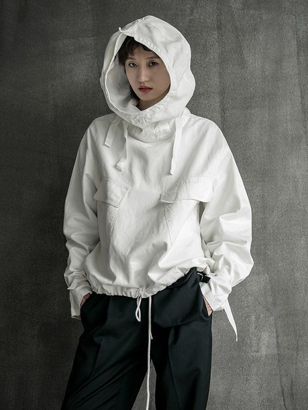 Loose Solid Drawstring Space Style Hoodie Sweatshirt Product Image