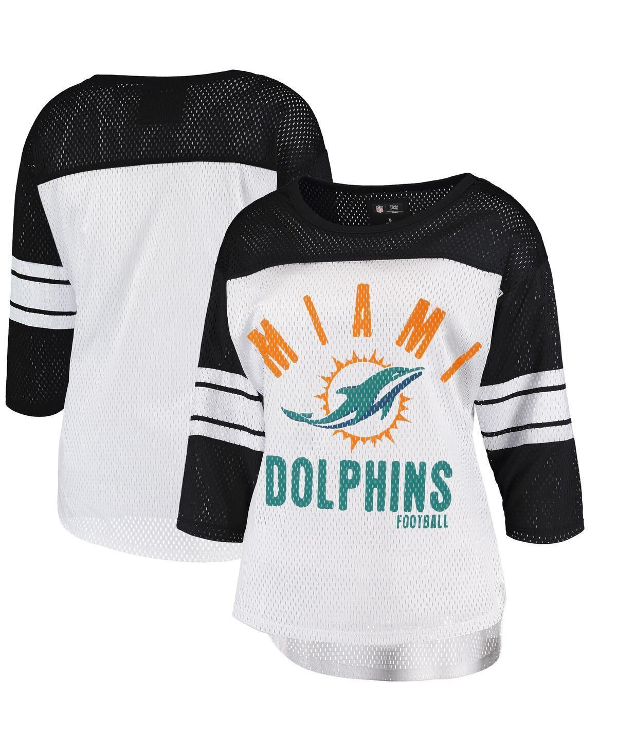 Womens G-III 4Her by Carl Banks /Black Miami Dolphins First Team Three-Quarter Sleeve Mesh T-Shirt Product Image