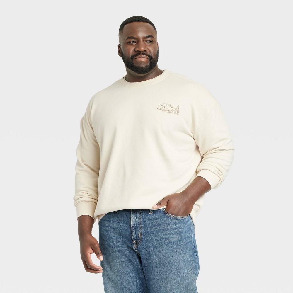 Mens Big & Tall French Terry Crewneck Pullover Sweatshirt - Goodfellow & Co Cream 4XL Product Image