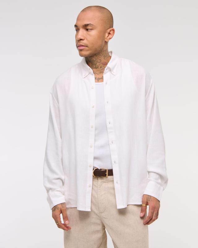 Summer Linen-Blend Button-Up Shirt Product Image