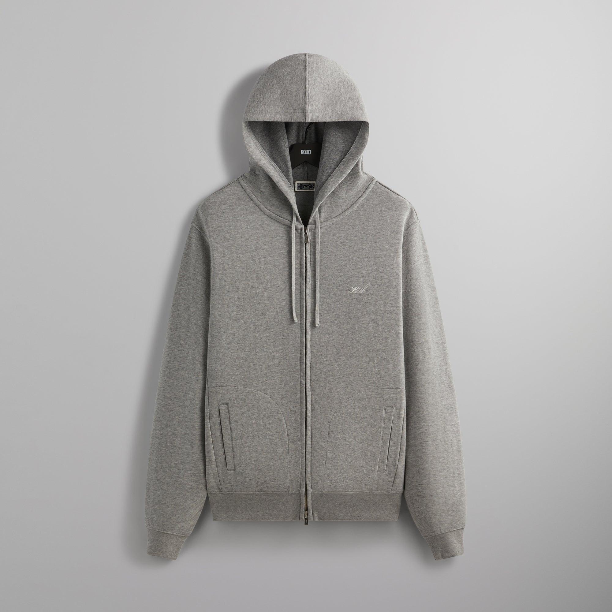 Kith Double Face Williams V Full Zip Hoodie - Mid Heather Grey Male product image