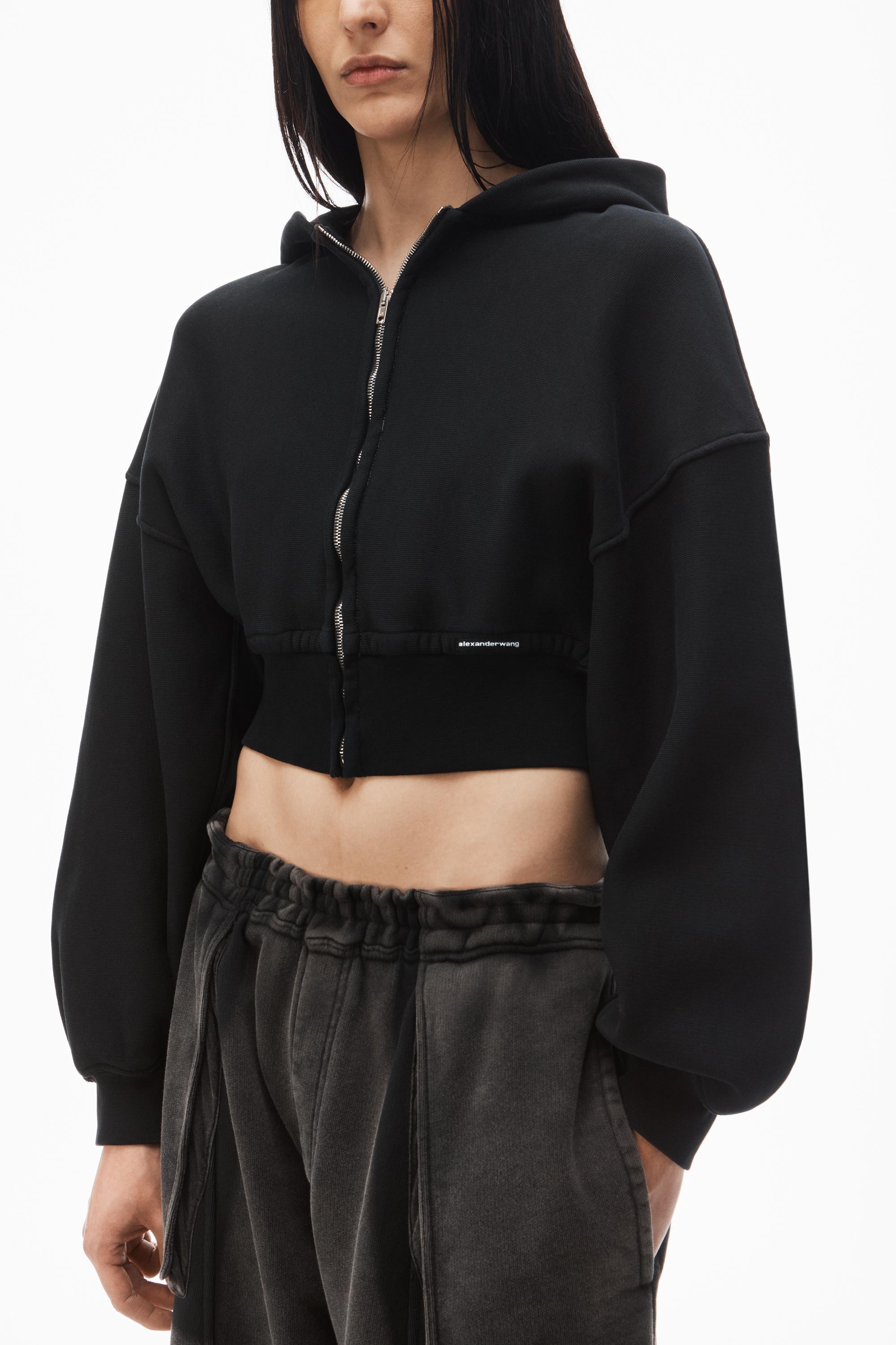 Cropped Zip Up Hoodie In Classic Cotton Terry Product Image