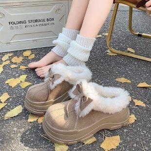 Platform Bow Accent Fleece-Lined Mules Product Image