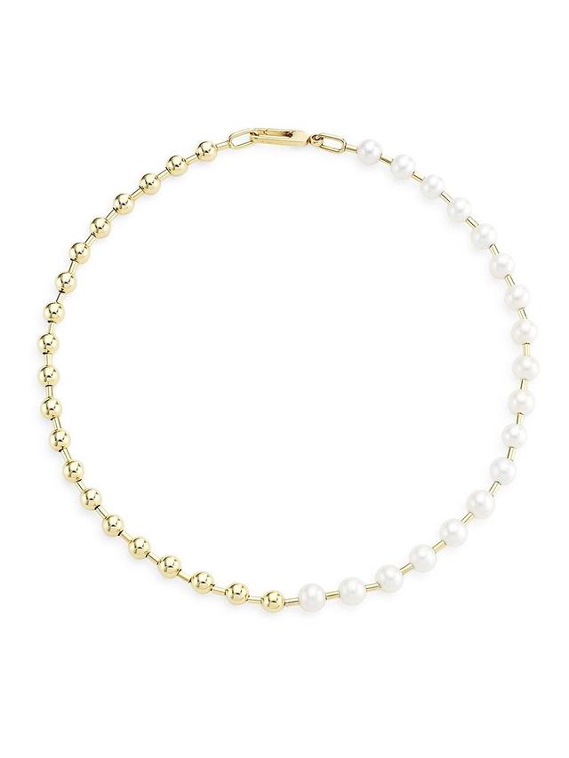 Womens 14K Yellow Gold & Freshwater Pearl Beaded Necklace Product Image