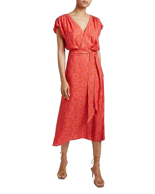 Womens Fara Surplice Floral Midi-Dress Product Image