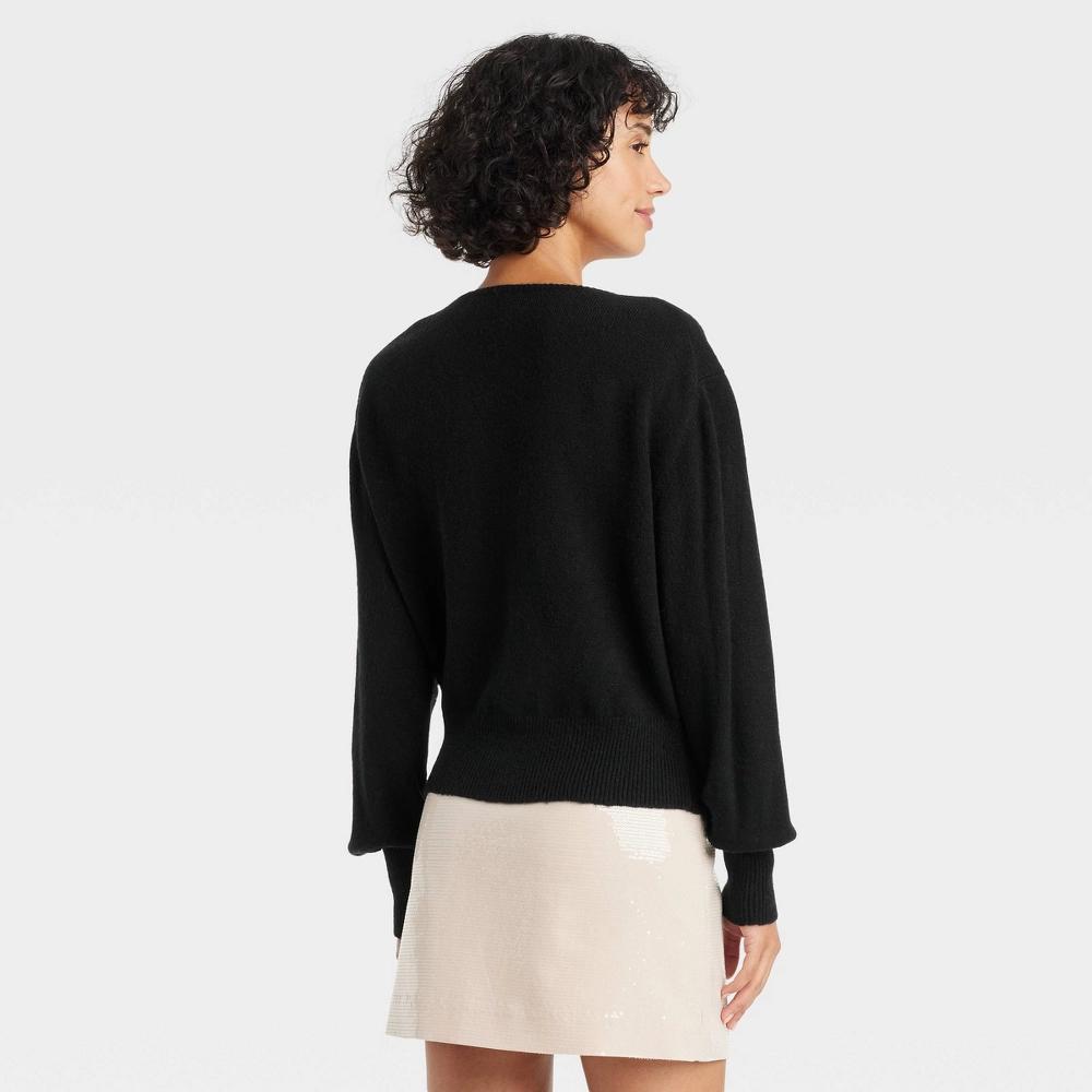 Women's Cozy Knit V-Neck Pullover Sweater - A New Day™ Product Image