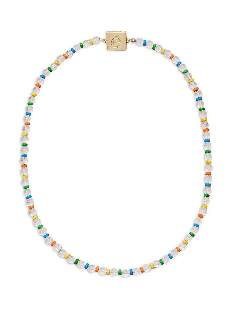 Womens Dale 14K Gold-Plated, Crystal Quartz & Enamel Necklace Product Image