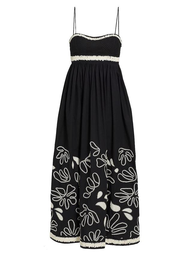 Womens Hollis Bloom Ribbon-Embroidered Cotton Midi-Dress Product Image