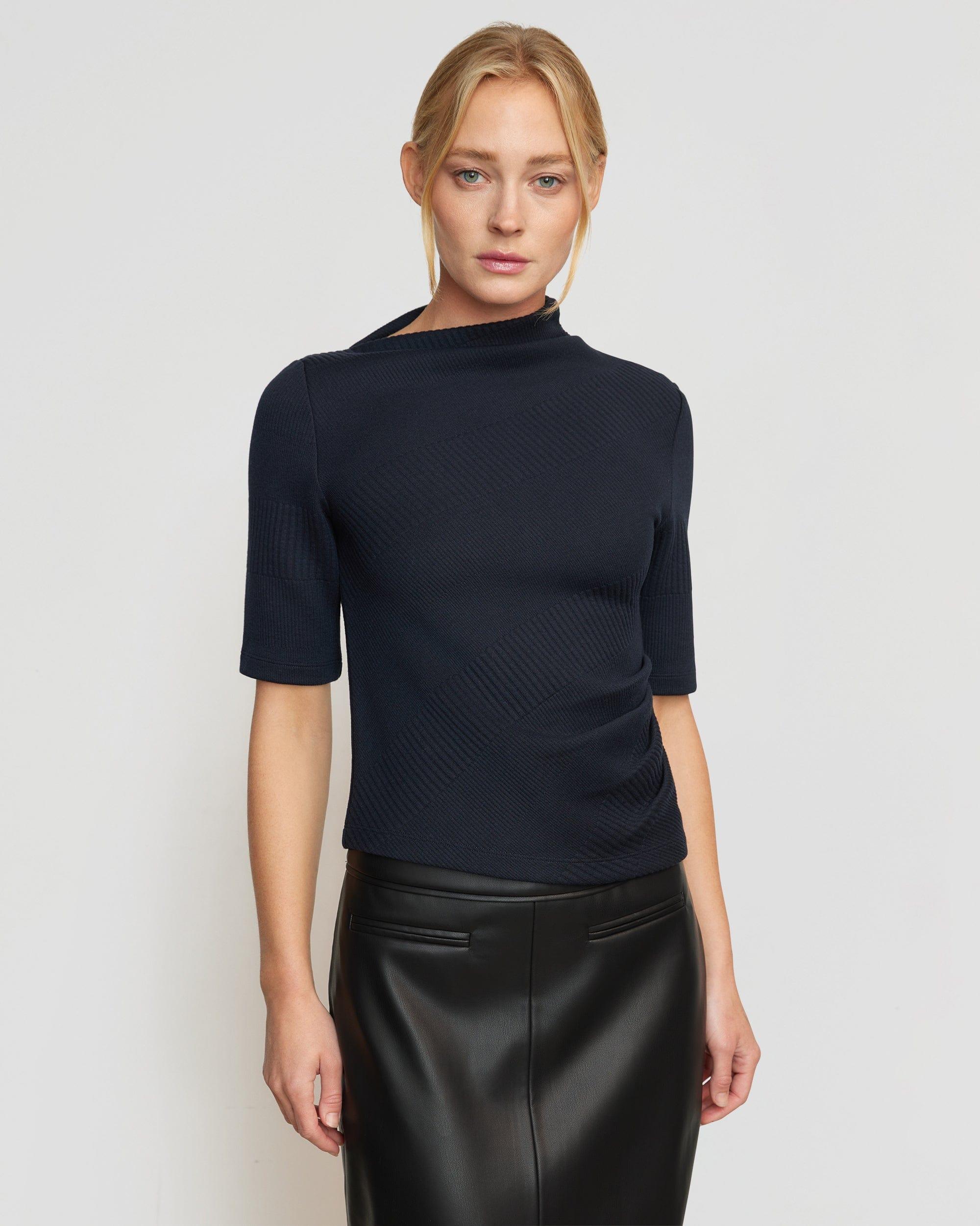 Pauline Ribbed Asymmetric-Neck Top Product Image