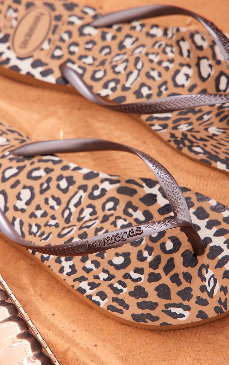 Brown Animal Print Havaianas Slim Flip Flops Product Image