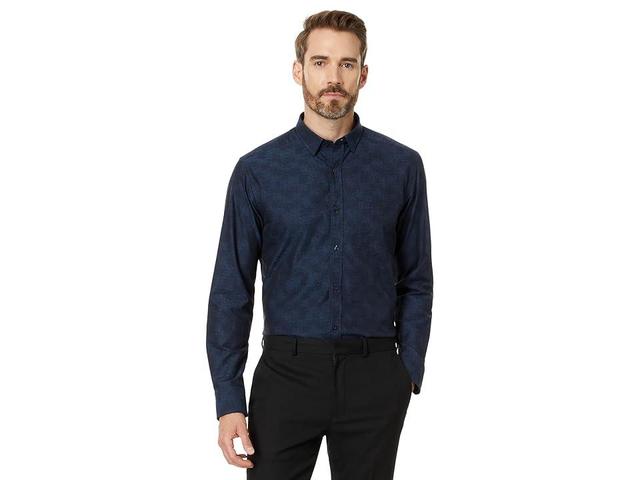 Johnston & Murphy Jacquard Airplane Shirt Men's Long Sleeve Button Up Product Image