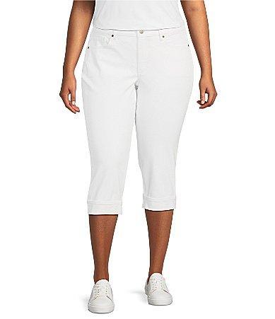 NYDJ Plus Size Marilyn Crop Cuff in Cool Embrace Denim in Optic (Optic ) Women's Jeans Product Image