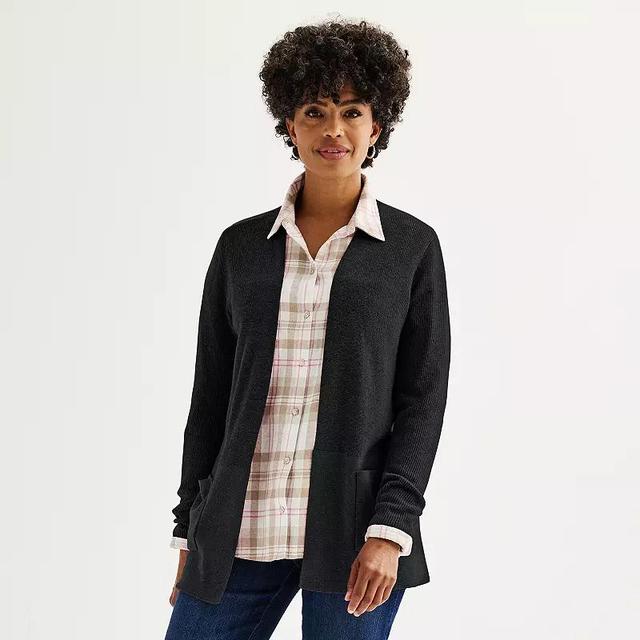 Womens Croft & Barrow Classic Ribbed Open-Front Cardigan Product Image