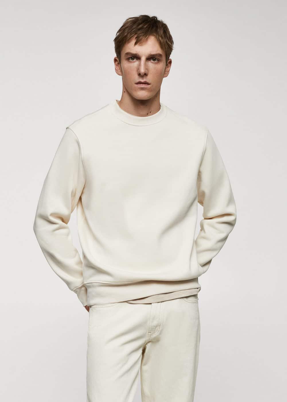 MANGO MAN - Lightweight cotton sweatshirt ecruMen Product Image